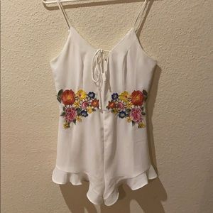 Floral and flowy white romper